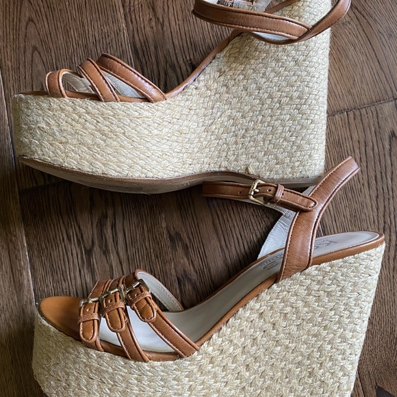 Michael Kors Brown Leather Espadrille Wedge heel sandals Sz. 9 - Picture 7 of 7